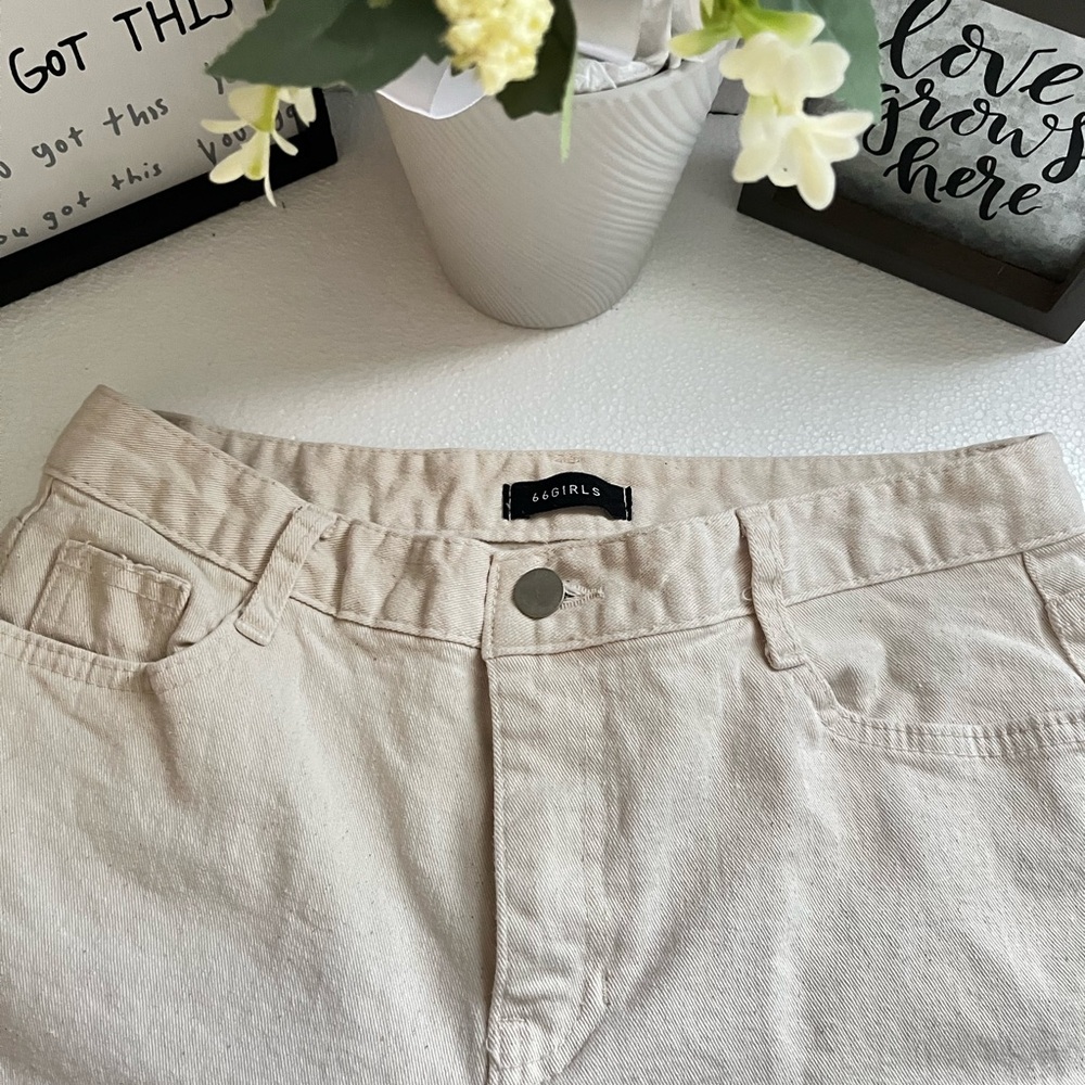 66 Girls Women's Straight Leg Pants - Cream Large